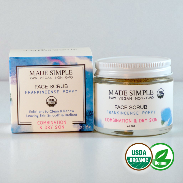 Frankincense Poppy Seed Face Scrub for Combination/Dry Skin - Certified Organic, Vegan & Cruelty-free-0